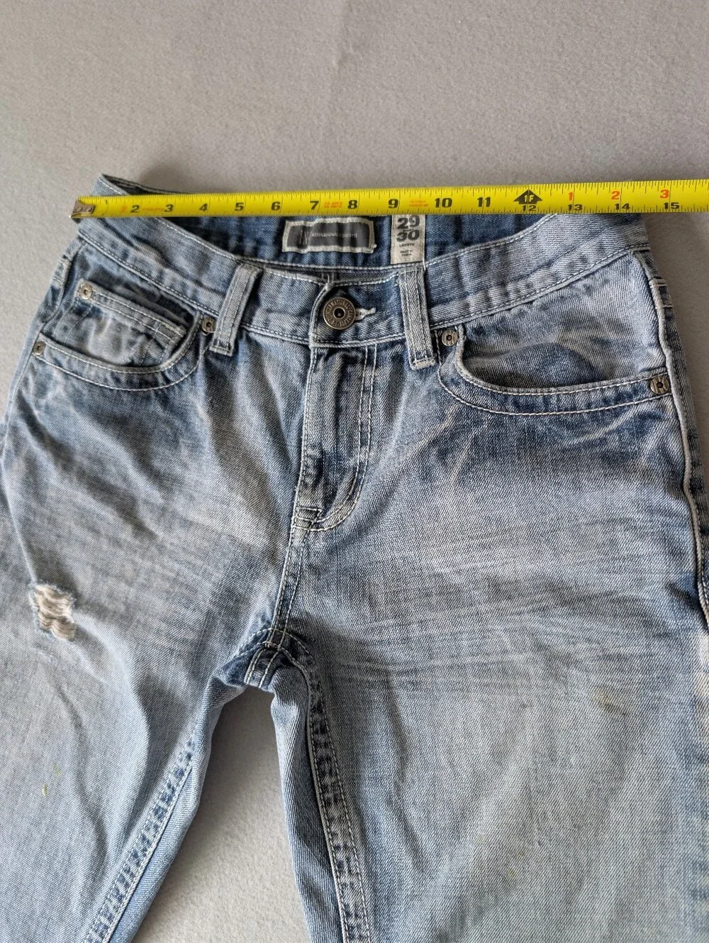 Y2K Pocket Detail Distressed Contrast Stitch Flare Jeans Light Wash Size 29/8